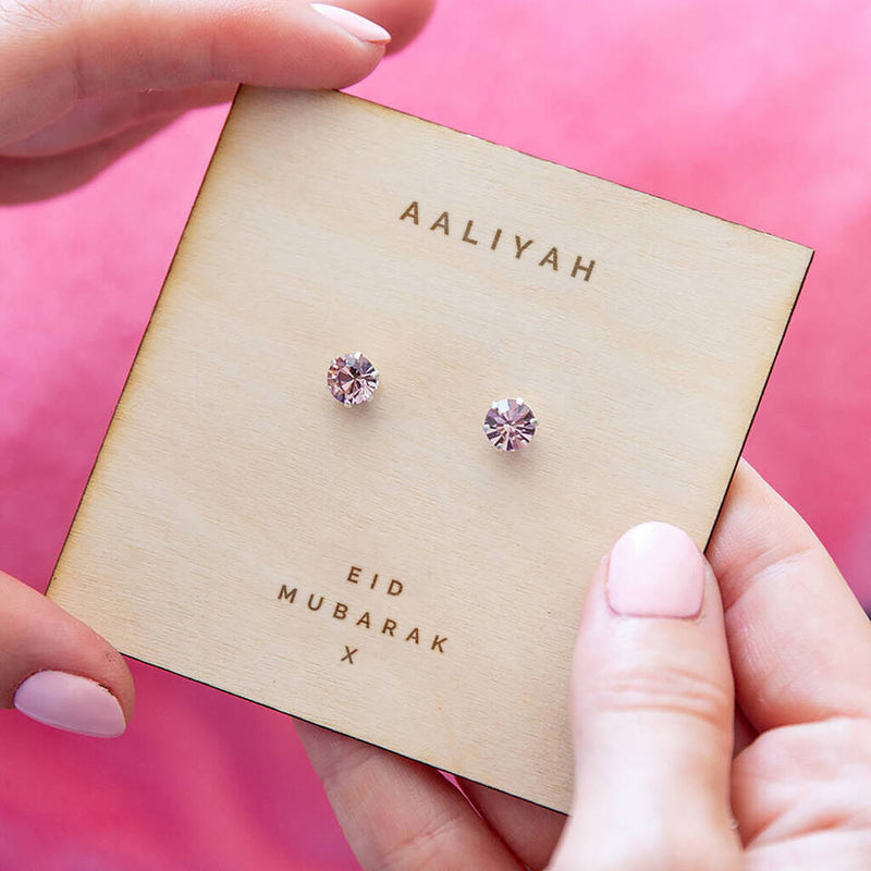 Personalised Eid Silver Birthstone Earrings