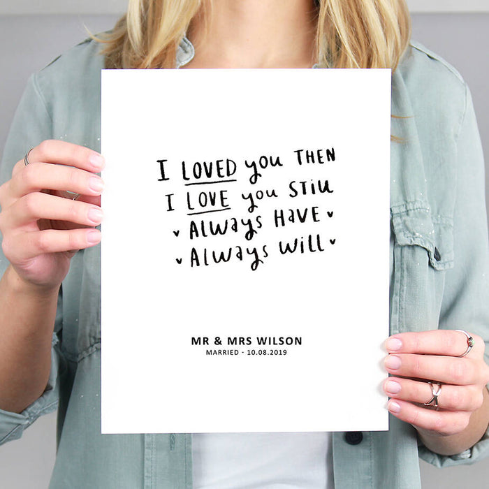 Personalised 'I Loved You Then I Love You Still' Print