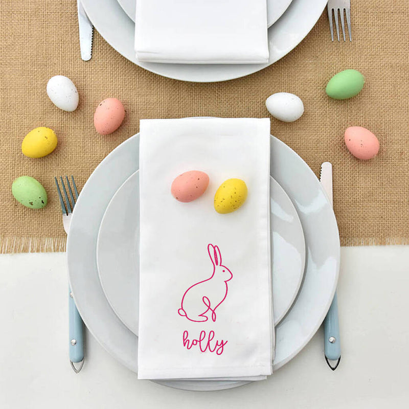 Personalised Linear Easter Bunny Rabbit Napkin