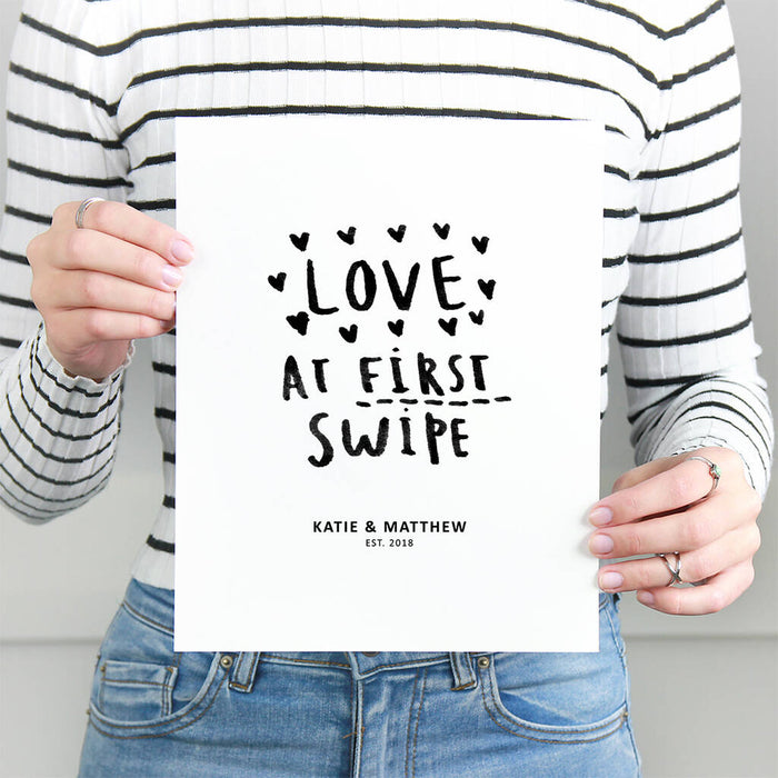 Personalised 'Love At First Swipe' Online Dating Print