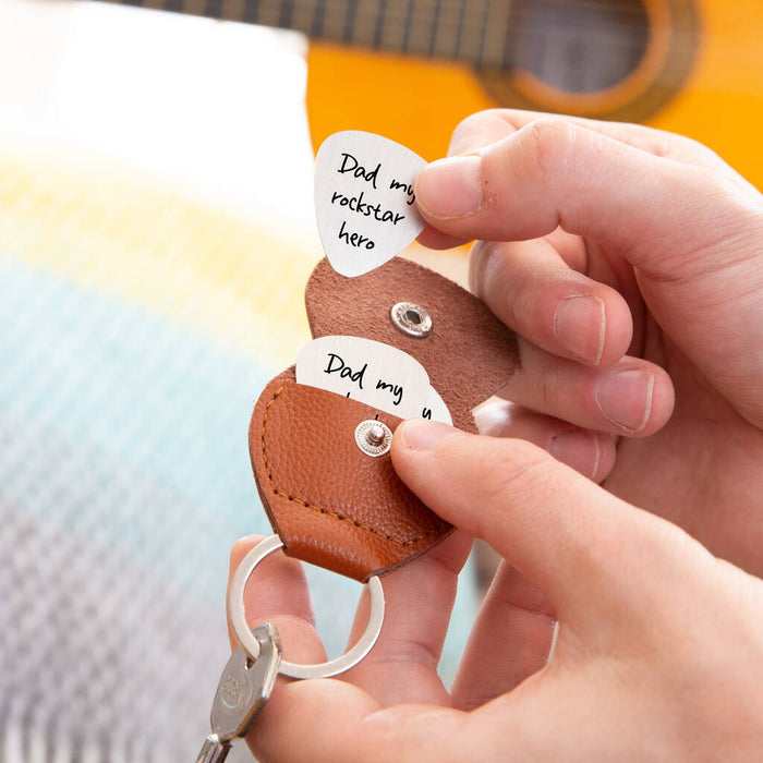 Personalised 'My Rockstar Hero' Guitar Pick Keyring