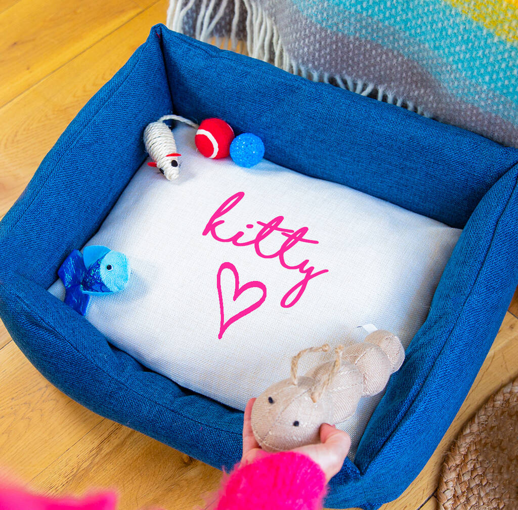 Personalised Name And Heart Cat Pet Bed