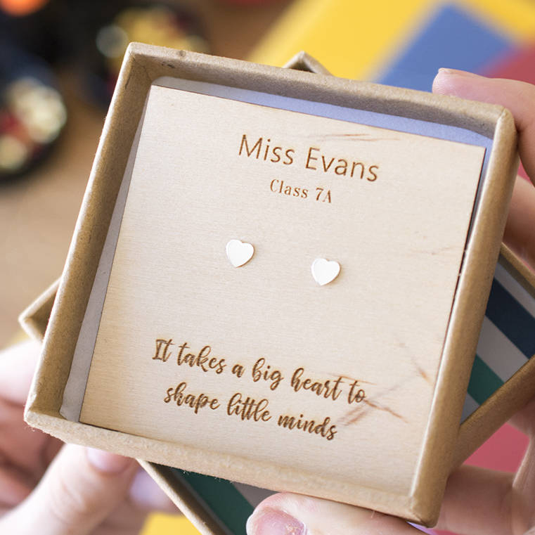 Personalised Teacher It Takes A Big Heart Stud Earrings