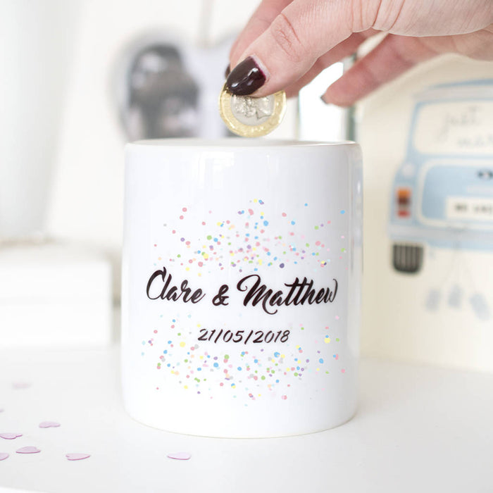 Personalised Wedding Confetti Wedding Fund Money Box