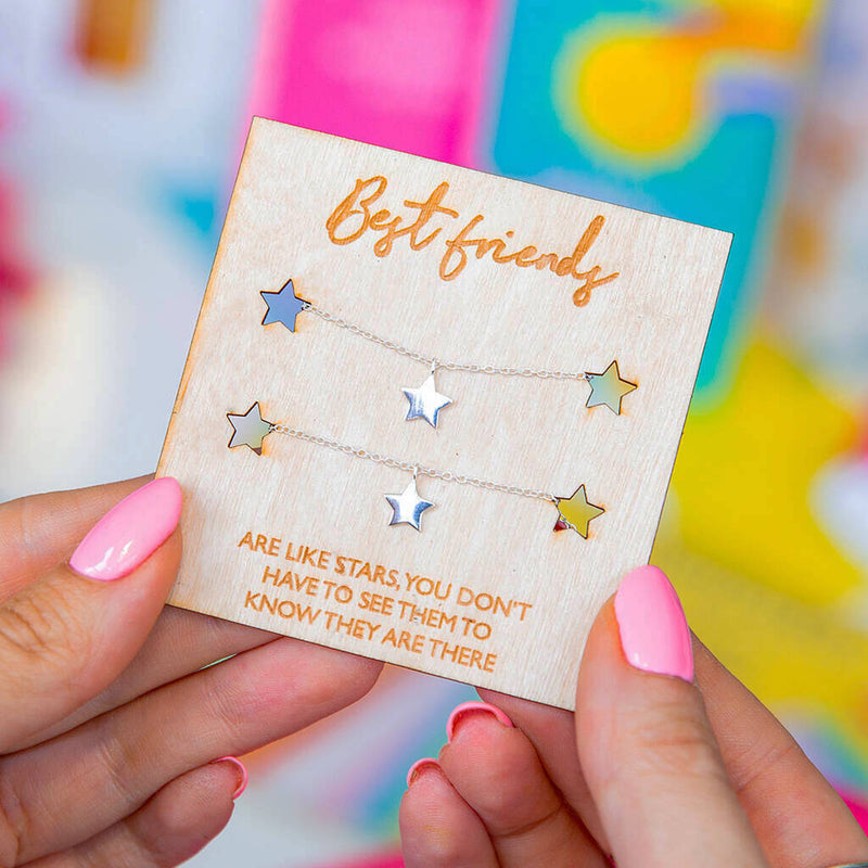 True Friends Are Like Stars' Best Friend Star Necklace Set Card