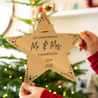 First Christmas As Mr And Mrs Personalised Christmas Tree Topper